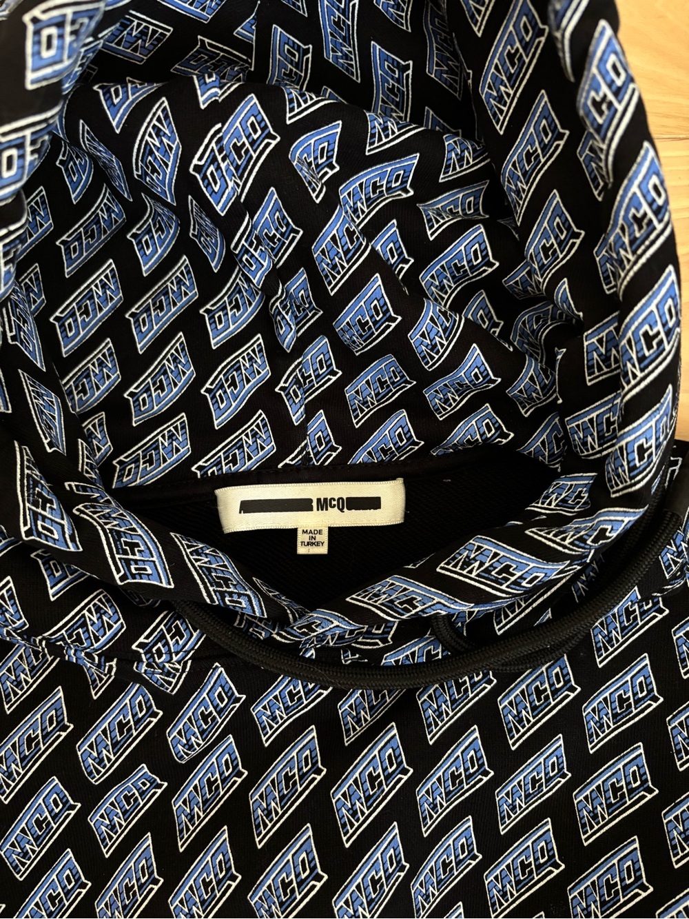 by Alexander McQueen Black & Blue Logo Print Men’s Hooded Sweatshirt Like New